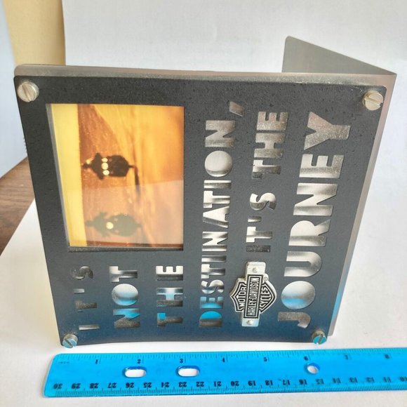 Vintage Harley Davidson Picture Photo Frame Motorcycle Destination Journey Logo - Picture 11 of 12